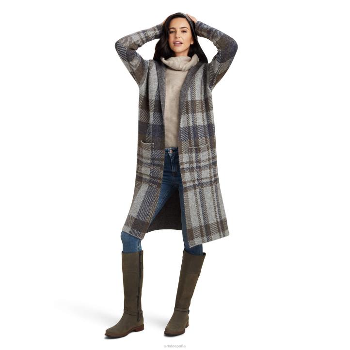 cárdigan saratoga Ariat mujer cuadros gris jaspeado tapas 044J3340