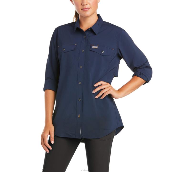 barra de refuerzo hecha resistente camisa de trabajo venttek durastretch Ariat mujer Armada tapas 044J3060