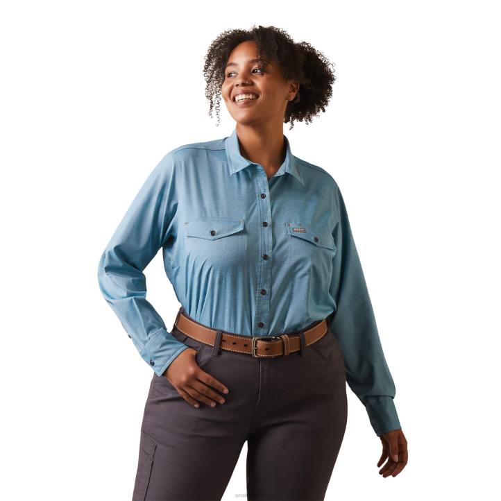 barra de refuerzo hecha resistente camisa de trabajo venttek durastretch Ariat mujer brezo de espuela de caballero tapas 044J3102