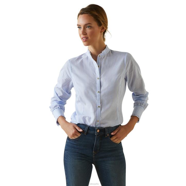 blusa clarín Ariat mujer raya azul claro tapas 044J3021