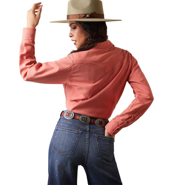 camisa a presión de julington real Ariat mujer ladrillo descolorido tapas 044J2796