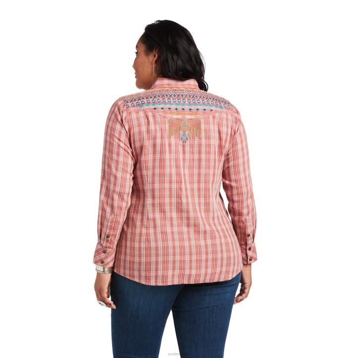 camisa antigua real de Thunderbird Ariat mujer cuadros antiguos de rubia tapas 044J3209