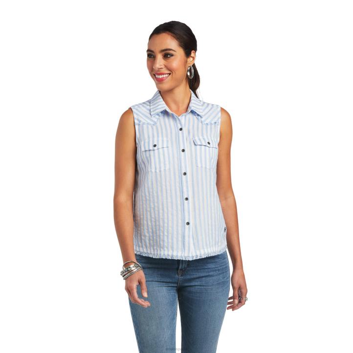 camisa boom boom Ariat mujer raya azul tapas 044J3066