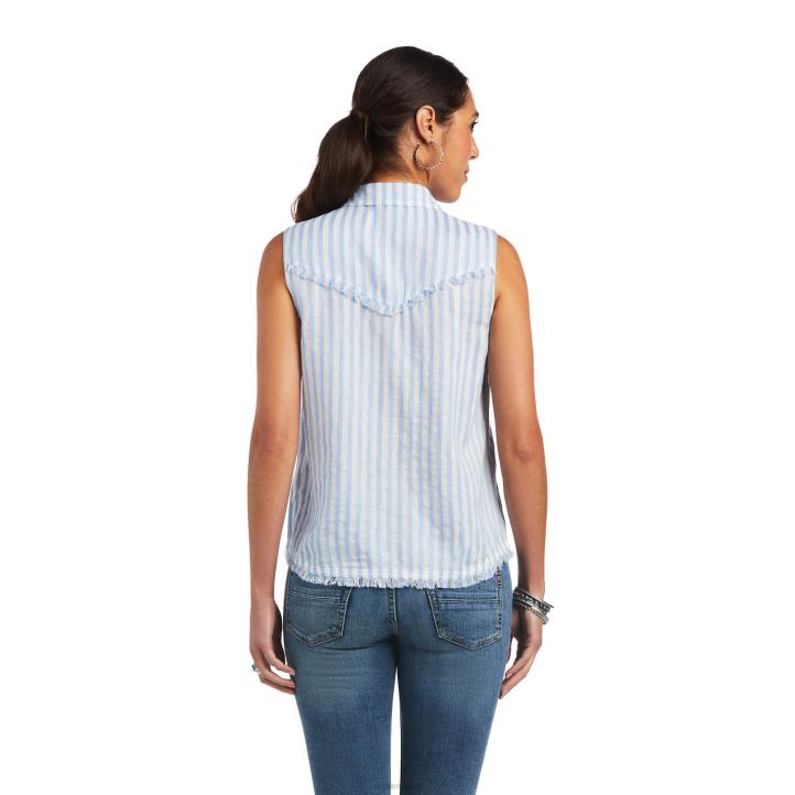camisa boom boom Ariat mujer raya azul tapas 044J3066
