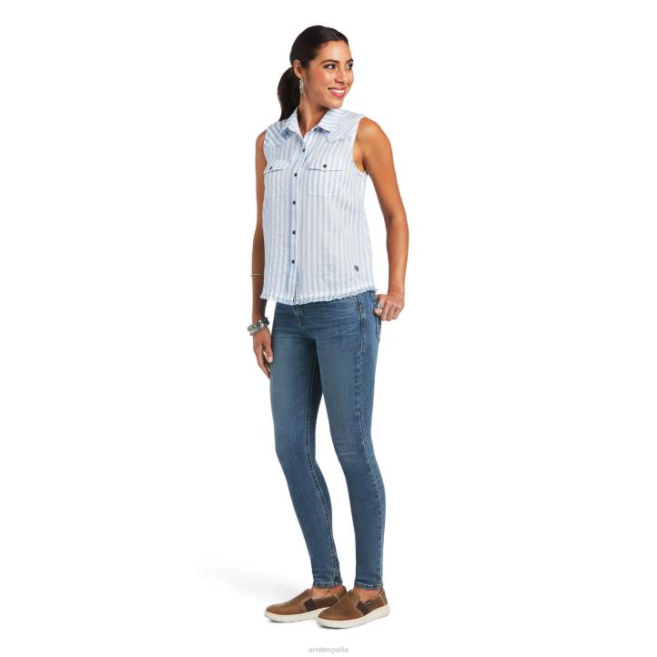 camisa boom boom Ariat mujer raya azul tapas 044J3066