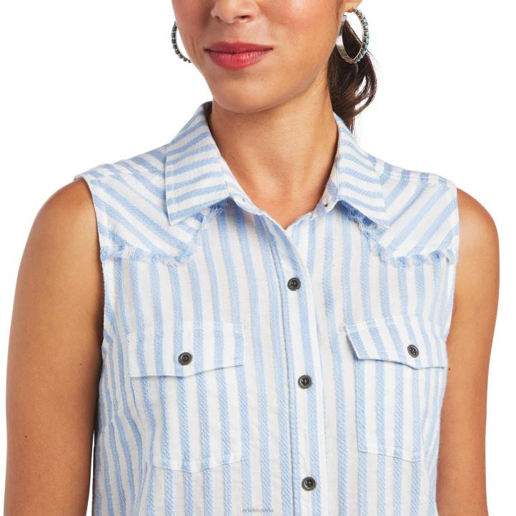 camisa boom boom Ariat mujer raya azul tapas 044J3066