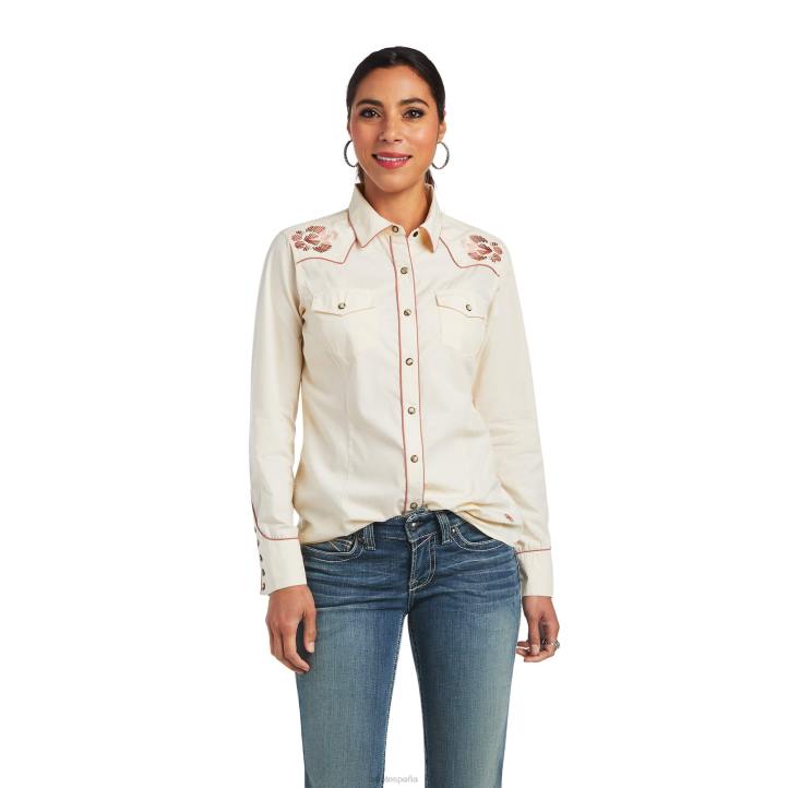 camisa de georgia real Ariat mujer cisne blanco tapas 044J2798