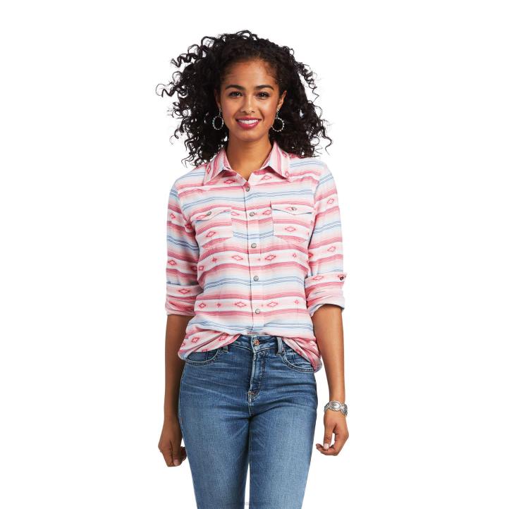 camisa de sarape de acuarela real Ariat mujer jacquard sarape acuarela tapas 044J3173