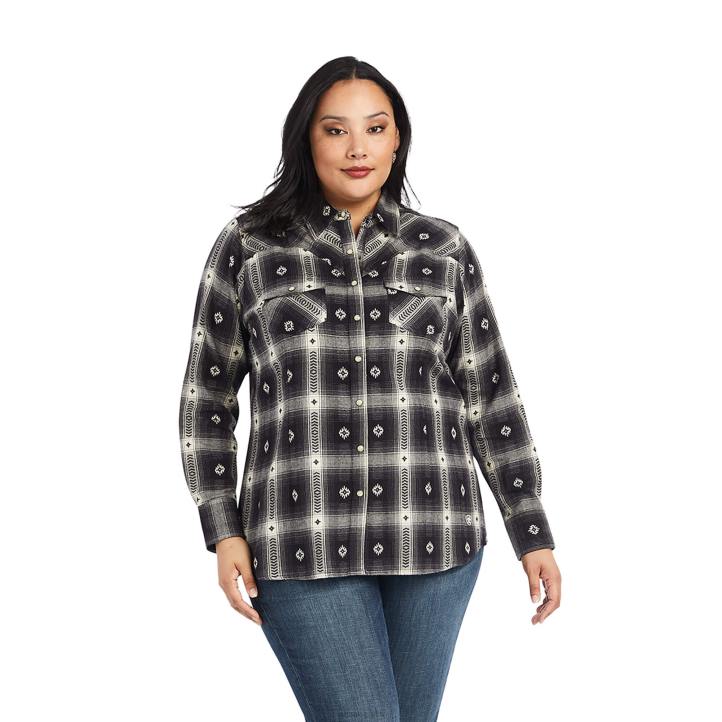 camisa de tormenta real Ariat mujer Tormenta de flan dobby a cuadros tapas 044J2882