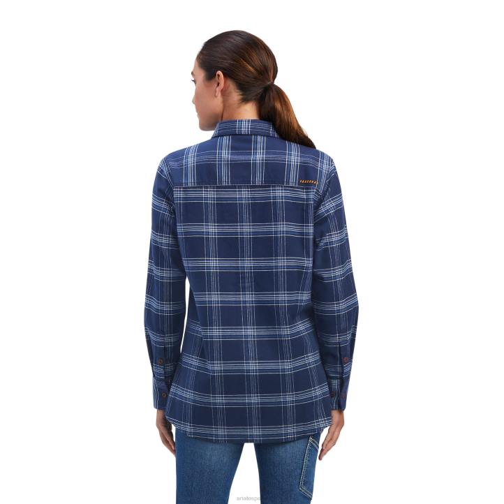 camisa de trabajo durastretch de franela con barras de refuerzo Ariat mujer Armada tapas 044J3150