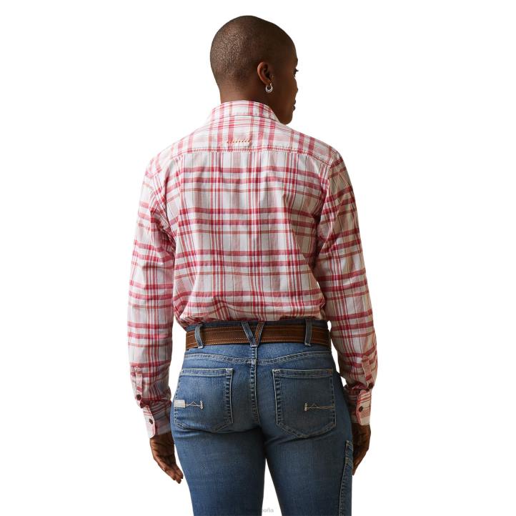 camisa de trabajo durastretch resistente hecha con barras de refuerzo Ariat mujer cerezas julibee cuadros tapas 044J2960