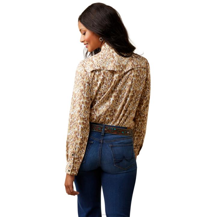 camisa elástica western venttek Ariat mujer estampado de leopardo sofía tapas 044J2982