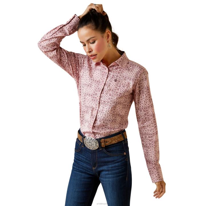 camisa kirby elástica resistente a las arrugas Ariat mujer paisley rubor coral tapas 044J2821