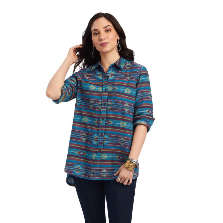 camisa real de billie rae Ariat mujer jacquard celeste del suroeste tapas 044J3003