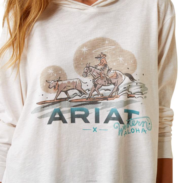 camisa surf longhorn western aloha Ariat mujer brezo de leche de coco tapas 044J3270