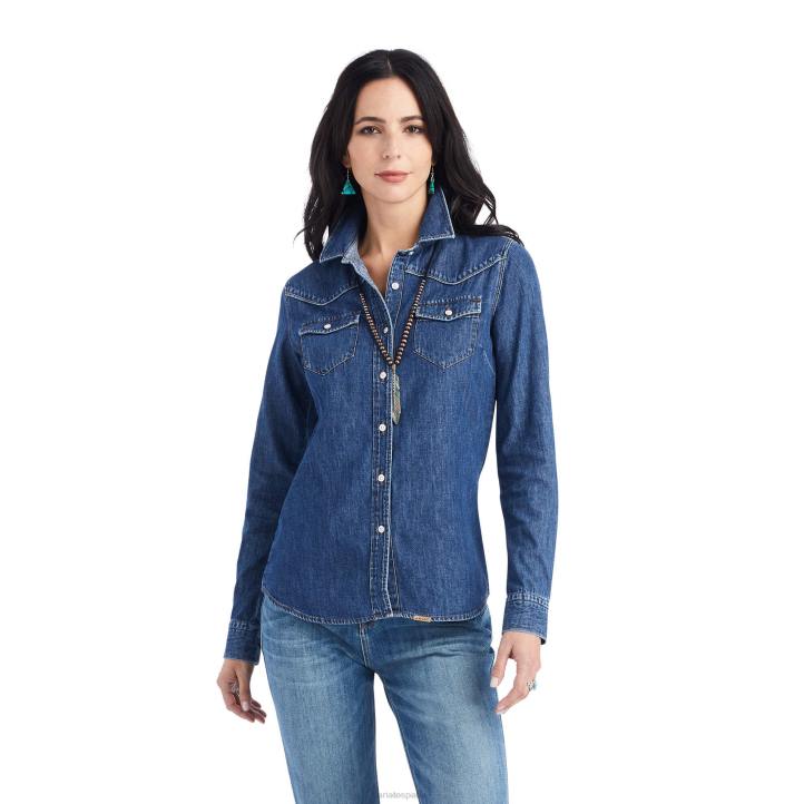 camisa vaquera farriday Ariat mujer luz azul tapas 044J3010