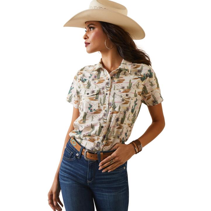 camisa ventek occidental Ariat mujer impresión de escena del desierto tapas 044J2764