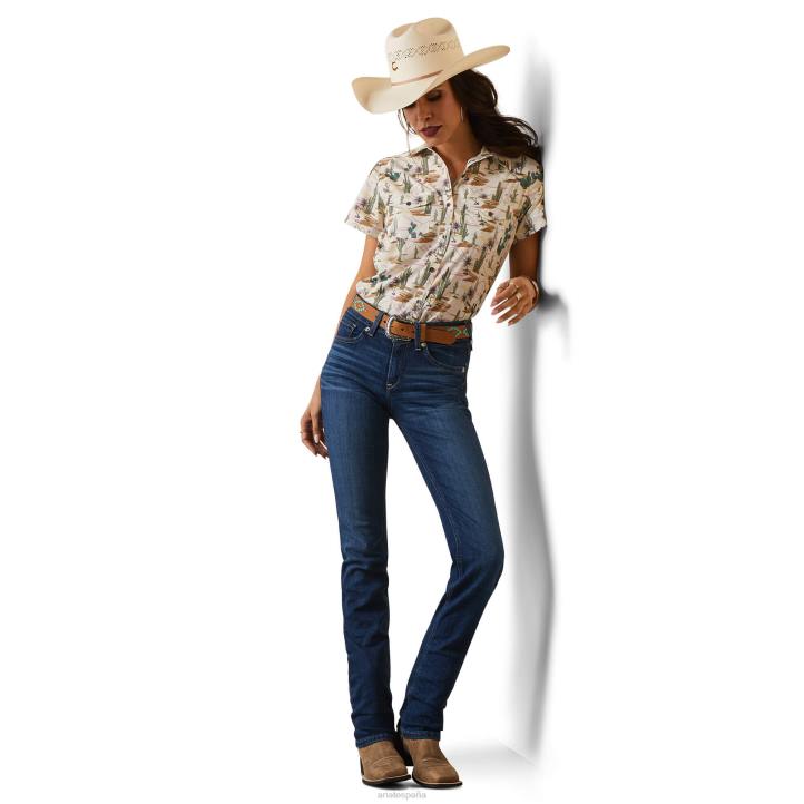 camisa ventek occidental Ariat mujer impresión de escena del desierto tapas 044J2764