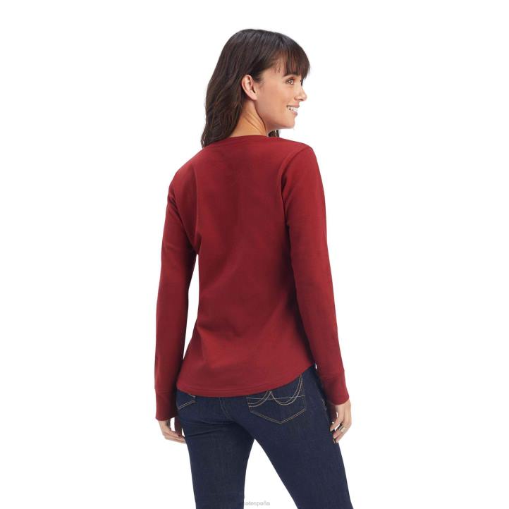 camiseta henley auténtica Ariat mujer colorete rojo tapas 044J2879