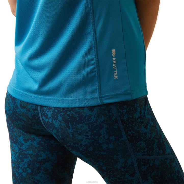 polo bandera con cremallera 1/4 Ariat mujer mosaico azul tapas 044J3162