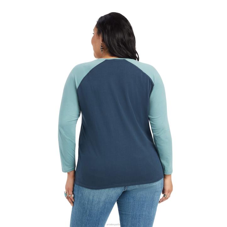 verdadera camiseta de béisbol Ariat mujer azul marino medianoche/ártico tapas 044J3116