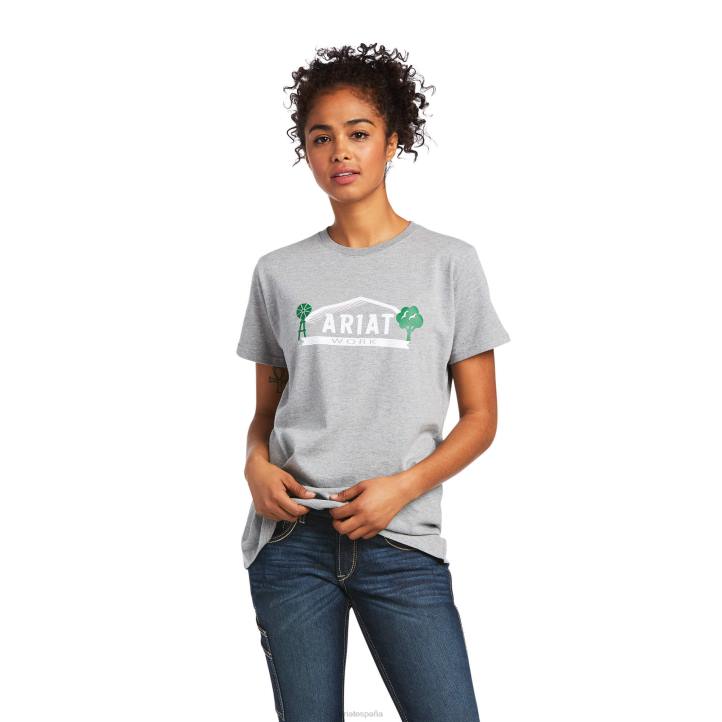 Camiseta con gráfico Rebar Cotton Strong Farm Ariat mujer cuero gris tapas 044J2933
