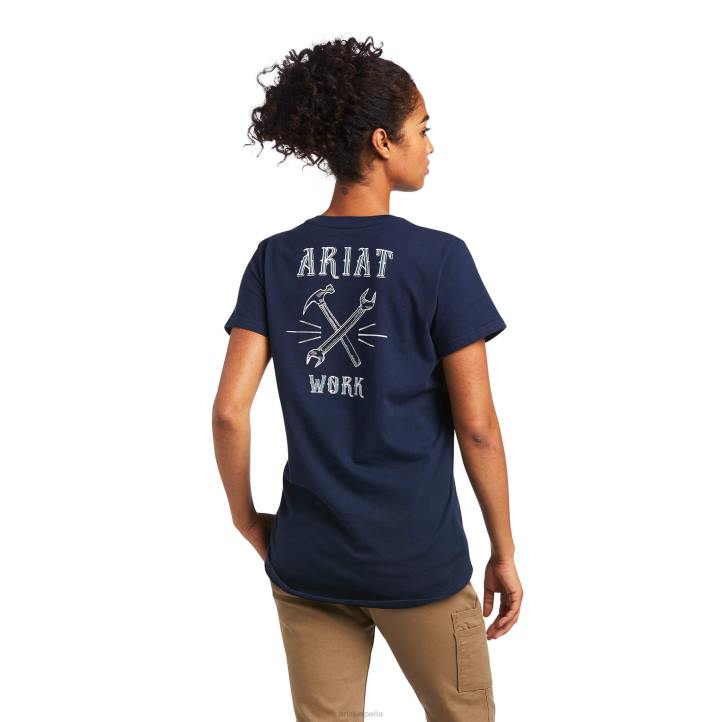 Camiseta con gráfico de llave fuerte de algodón con barra de refuerzo Ariat mujer eclipse naval tapas 044J2954