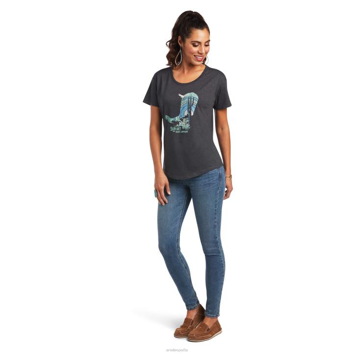 bota co. camiseta Ariat mujer brezo de carbón tapas 044J2913