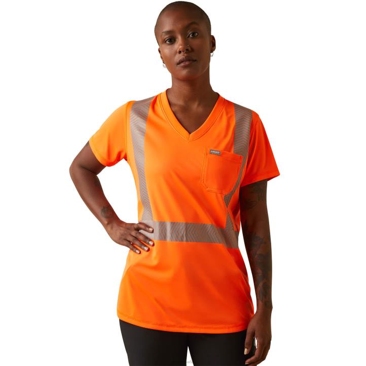 camiseta ansi de alta visibilidad con barras de refuerzo Ariat mujer hola vis naranja tapas 044J3161