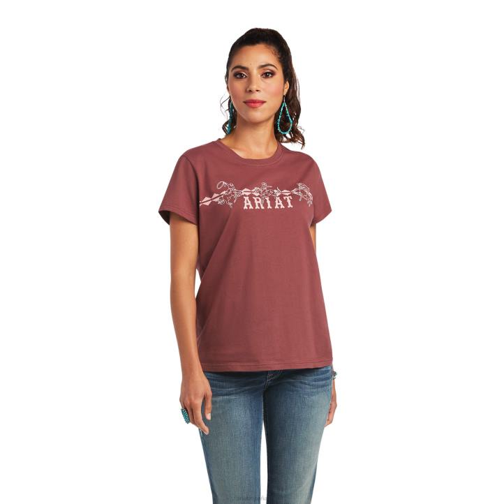 camiseta bronc real Ariat mujer rosa marrón tapas 044J3086