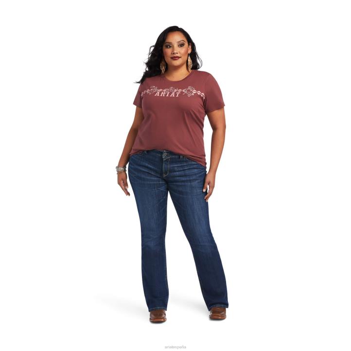 camiseta bronc real Ariat mujer rosa marrón tapas 044J3086