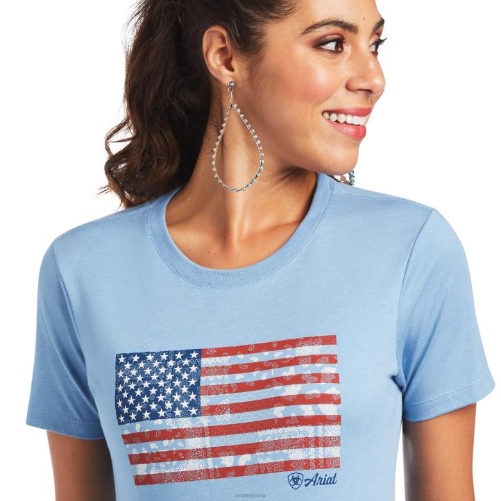camiseta con bandera de paisley Ariat mujer lt. brezo azul tapas 044J2910