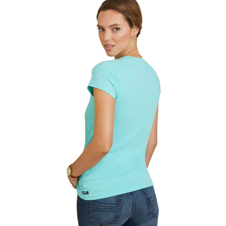 camiseta con contorno universitario Ariat mujer piscina azul tapas 044J3290