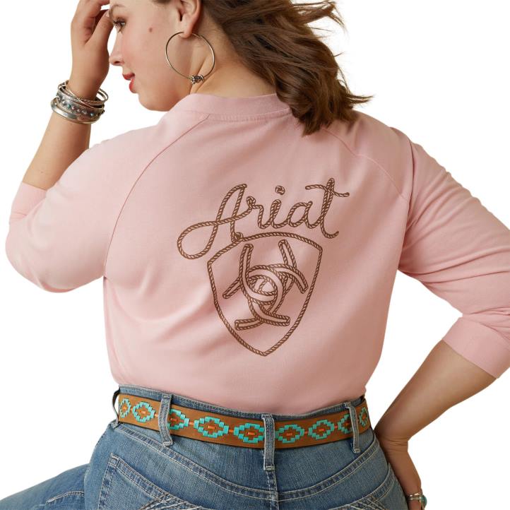 camiseta con escudo ropey Ariat mujer rubor coralino tapas 044J2827