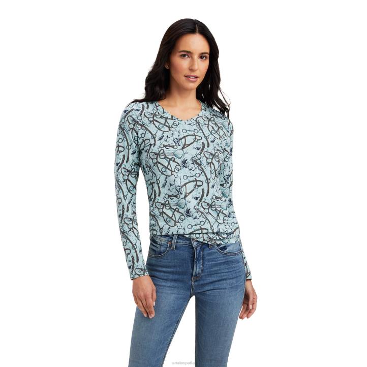 camiseta con estampado melange Ariat mujer surf azul tapas 044J3132