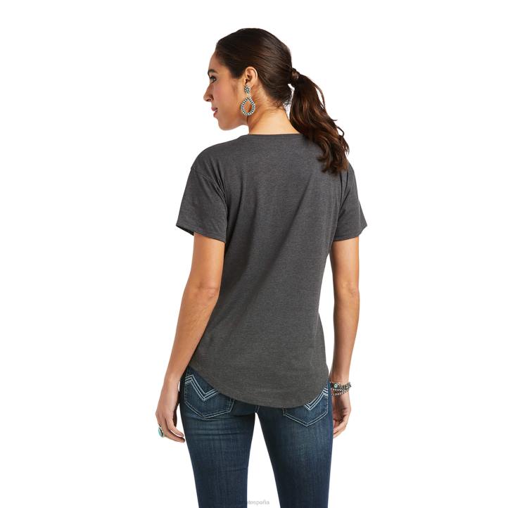 camiseta con guión subrayado Ariat mujer gris carbón tapas 044J2967