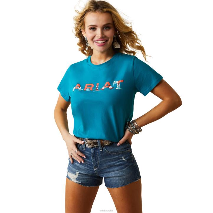 camiseta con logo de bota real Ariat mujer penacho exótico tapas 044J2889