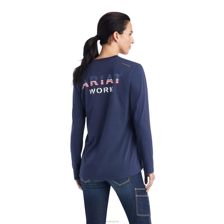 camiseta con logo de rebar workman usa Ariat mujer humor índigo tapas 044J3258