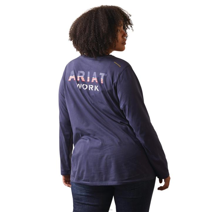 camiseta con logo de rebar workman usa Ariat mujer humor índigo tapas 044J3258