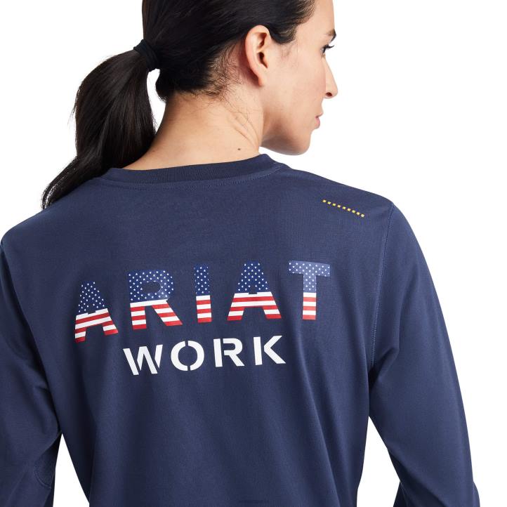camiseta con logo de rebar workman usa Ariat mujer humor índigo tapas 044J3258