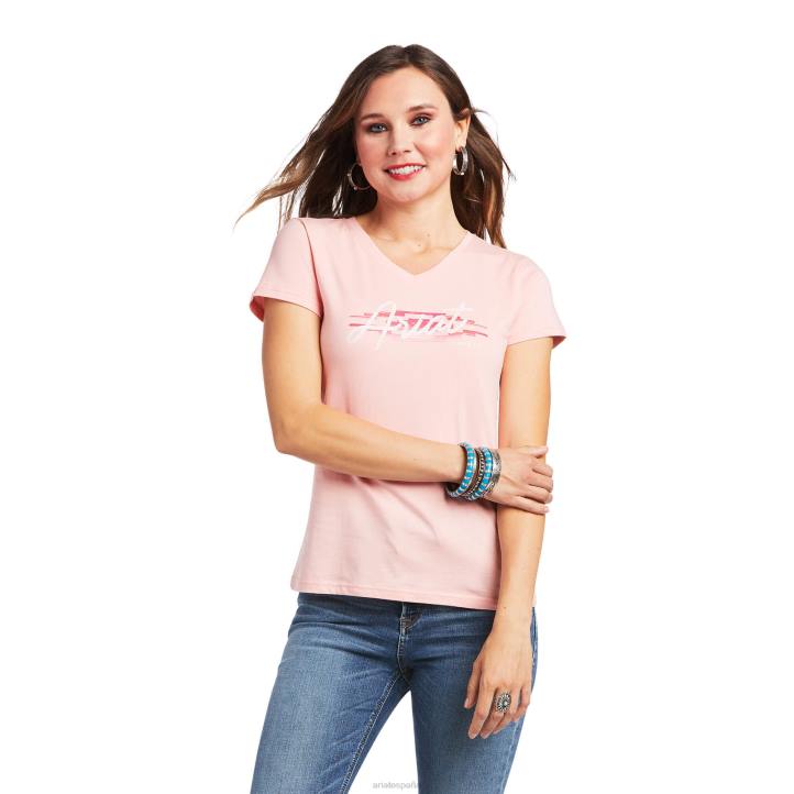 camiseta con logo real y corte clásico Ariat mujer rosa cuarzo tapas 044J2942