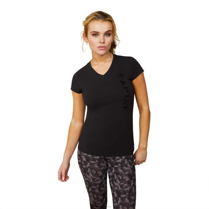 camiseta con logo vertical Ariat mujer negro tapas 044J2848