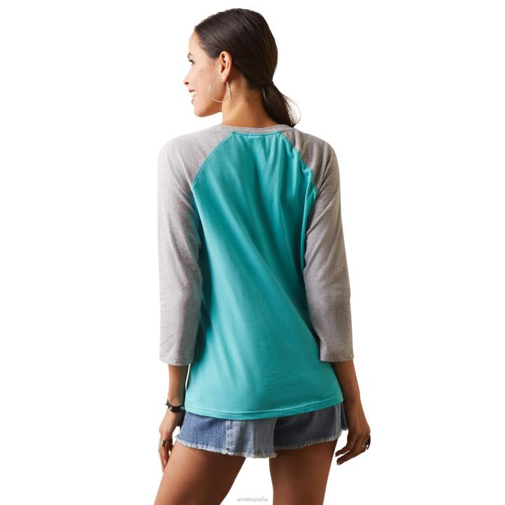 camiseta con rayas sarape Ariat mujer azul piscina/gris jaspeado tapas 044J2943