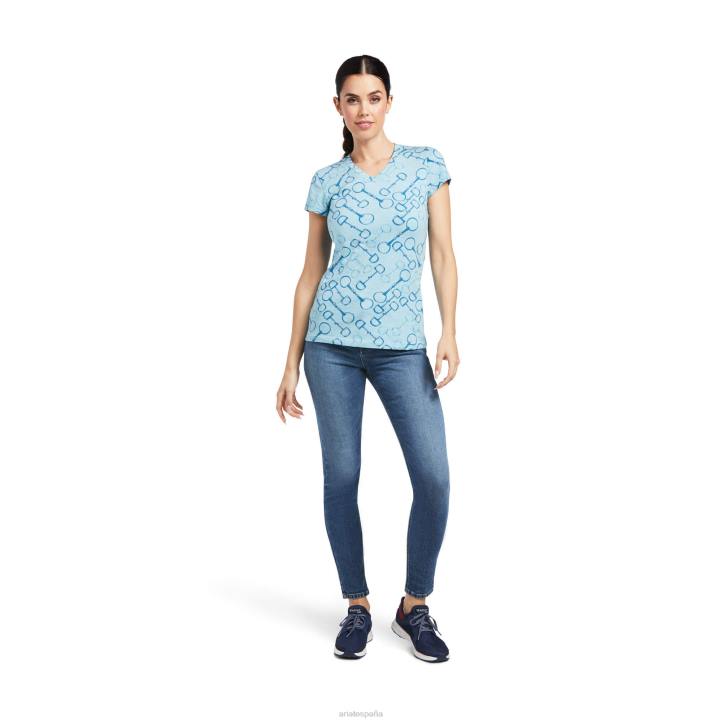 camiseta de filete Ariat mujer brezo azul lechoso tapas 044J2978