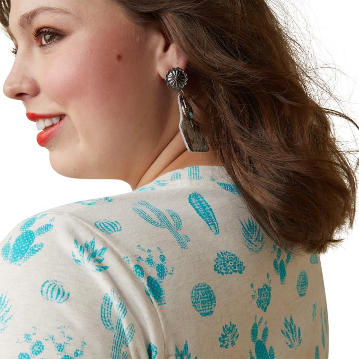 camiseta de jardín de cactus real Ariat mujer impresión del jardín de cactus tapas 044J2872