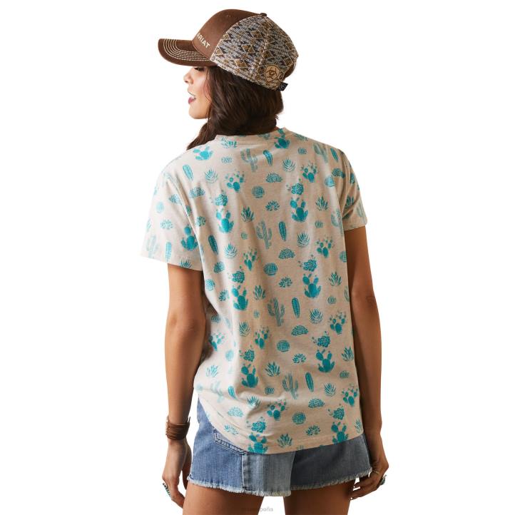 camiseta de jardín de cactus real Ariat mujer impresión del jardín de cactus tapas 044J2872
