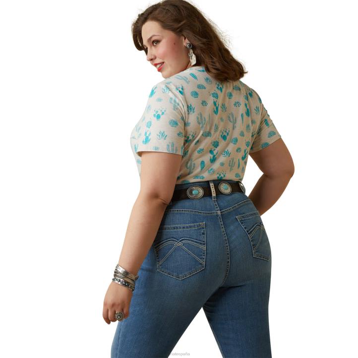 camiseta de jardín de cactus real Ariat mujer impresión del jardín de cactus tapas 044J2872