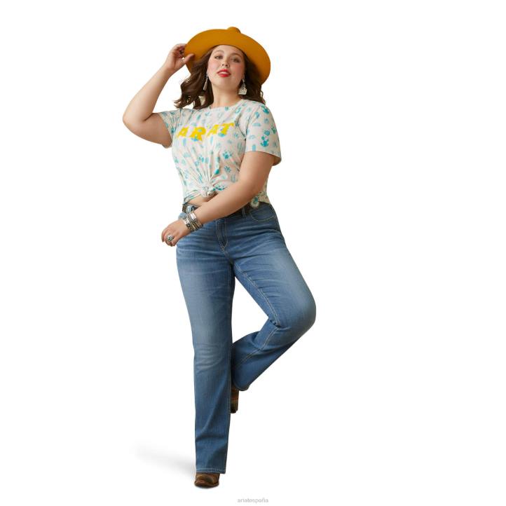 camiseta de jardín de cactus real Ariat mujer impresión del jardín de cactus tapas 044J2872