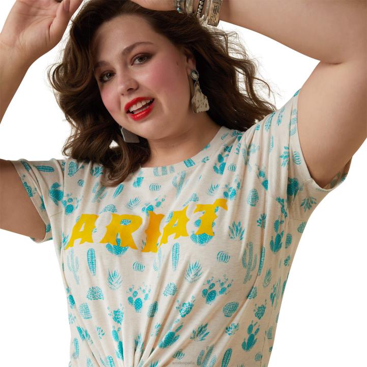 camiseta de jardín de cactus real Ariat mujer impresión del jardín de cactus tapas 044J2872
