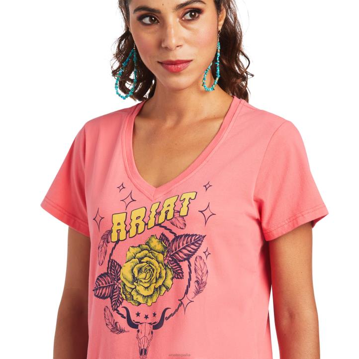 camiseta de máquina verde Ariat mujer paraíso coralino tapas 044J3251